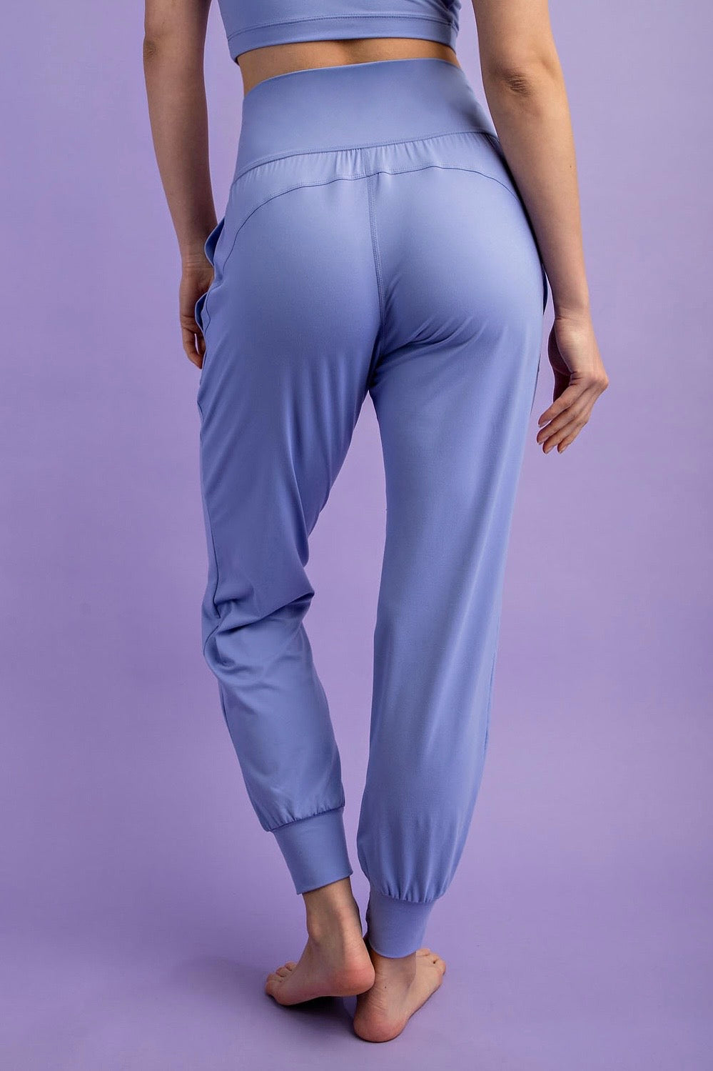 Hyacinth Blue Butter Soft High Waist Jogger Pants with Pockets