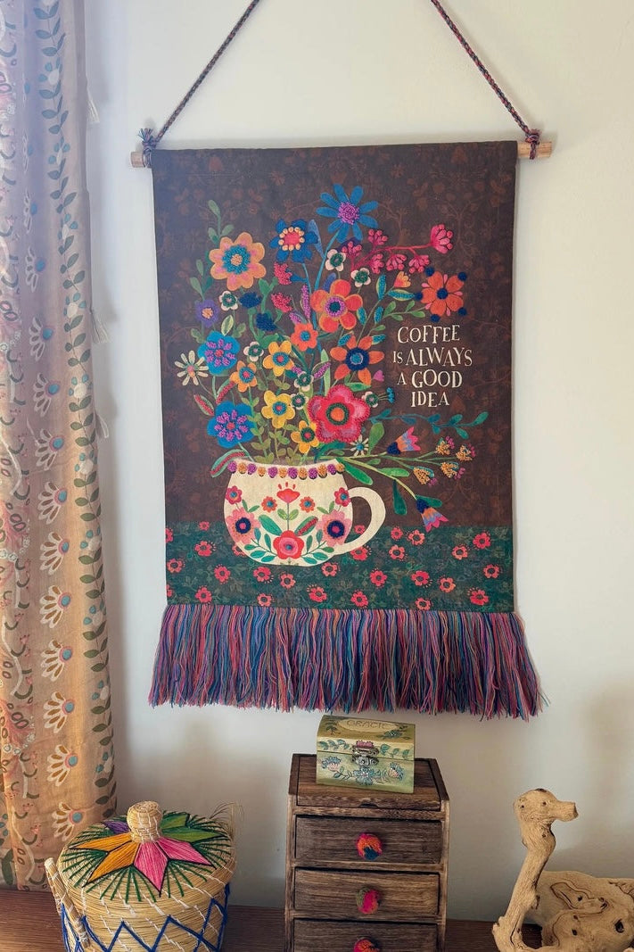 Natural Life Tufted Tapestry Wall Hanging – Coffee is always a good idea