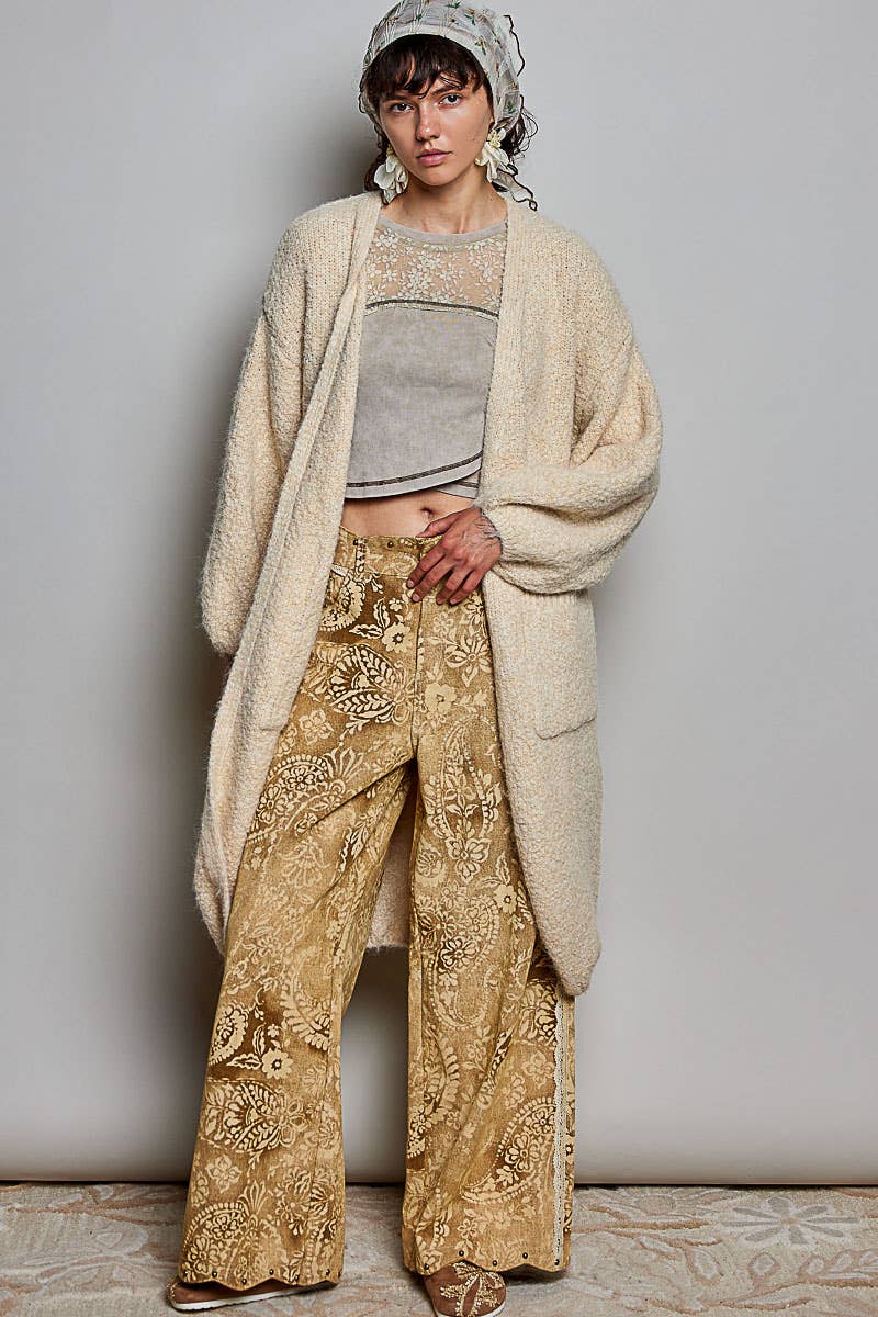 POL Soft Boucle Knit Oversized Long Cardigan- One Size