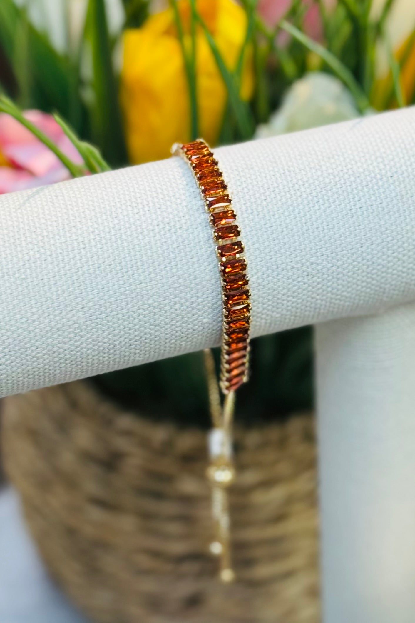 Birthstone Tennis Bracelet November Citrine Dark Orange