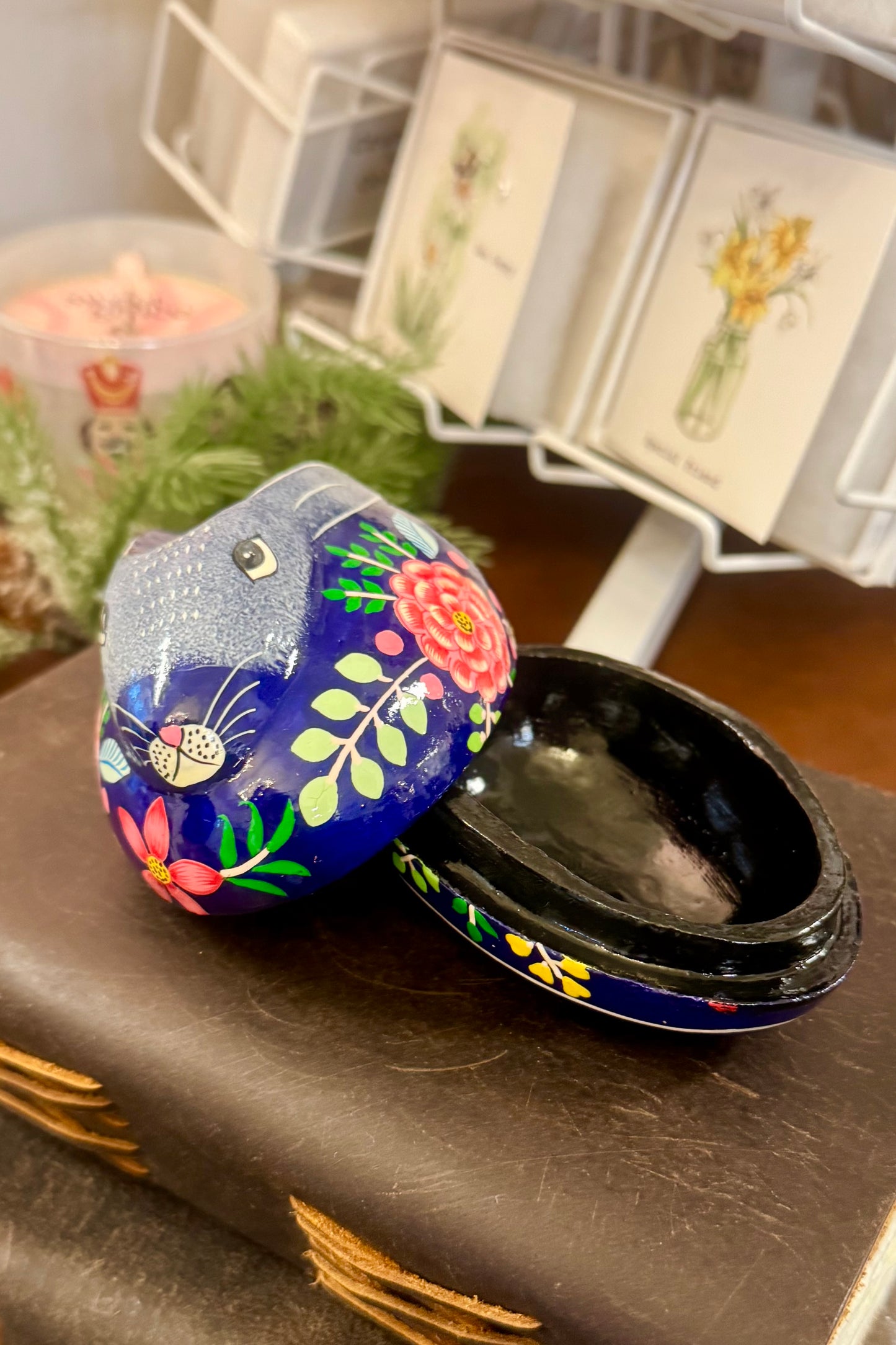 Hand Painted Royal Blue Bunny Box