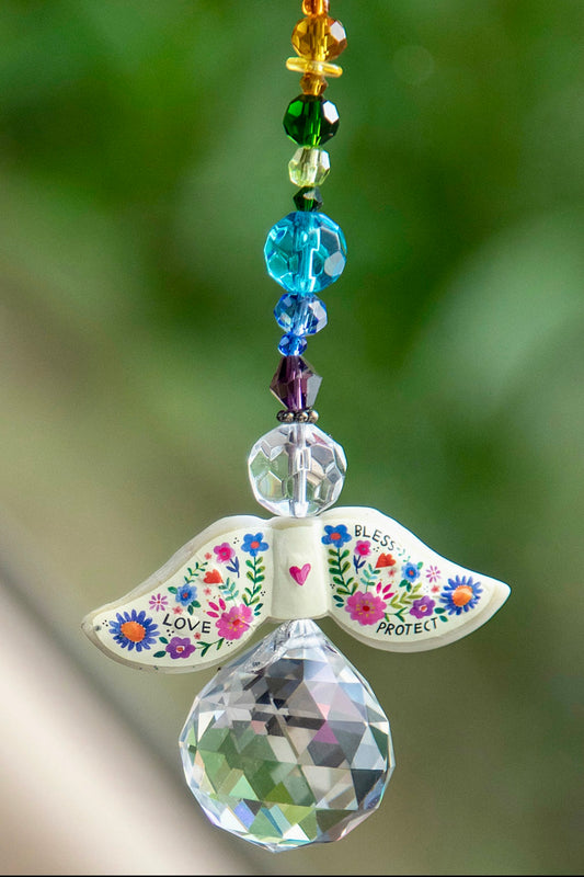 Natural Life Sun Catcher Car Charm- Angel Rainbow