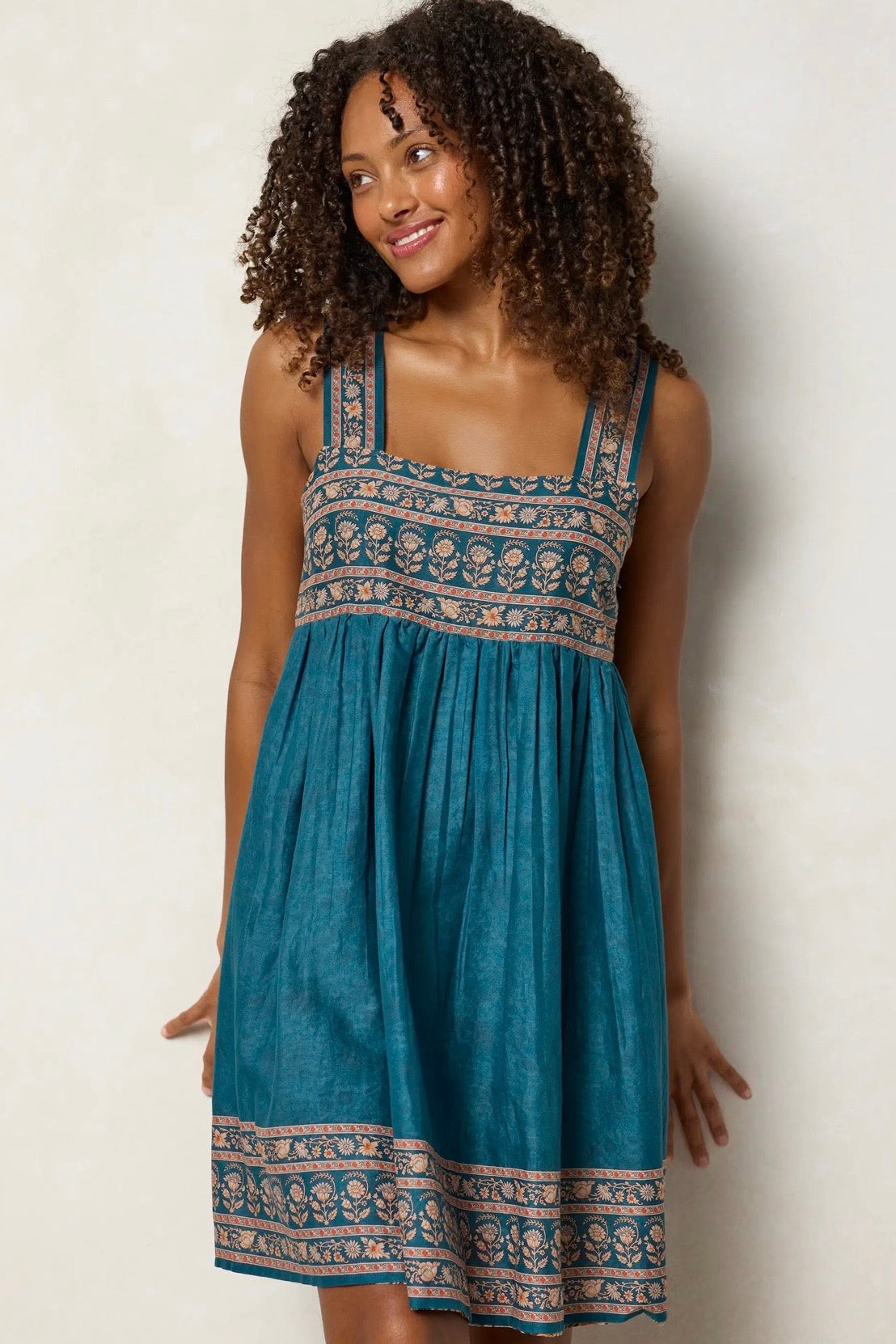 Natural Life Tricia Reversible Mini Dress- Golden Feather Fronds