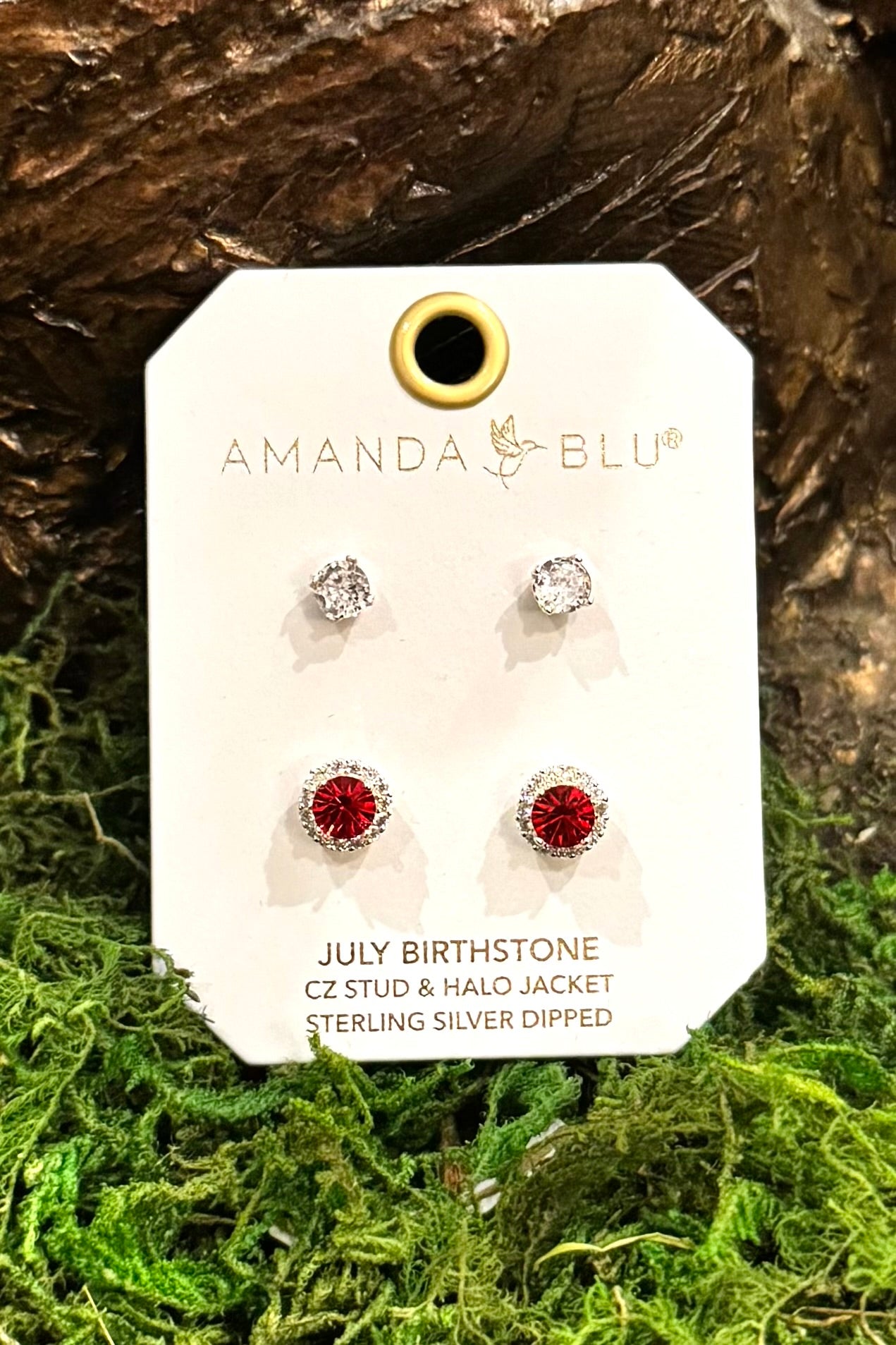 Birthstone Earrings with CZ Halo Jacket (Choose your Birth Month)