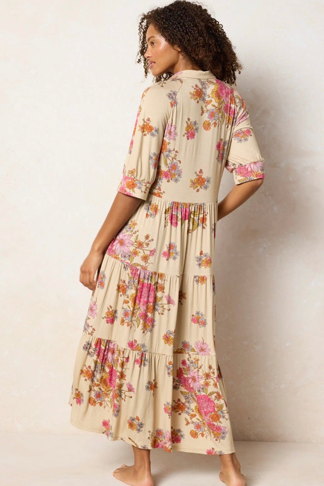 Natural Life Rebecca Butter Soft Midi Dress in English Garden