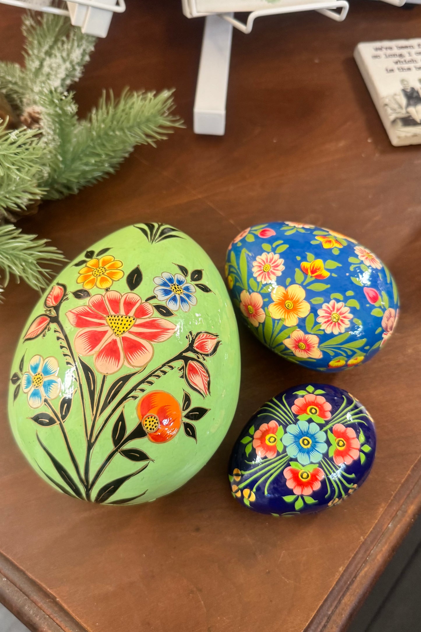 Handpainted Kashmiri Nesting Eggs- Set of 3