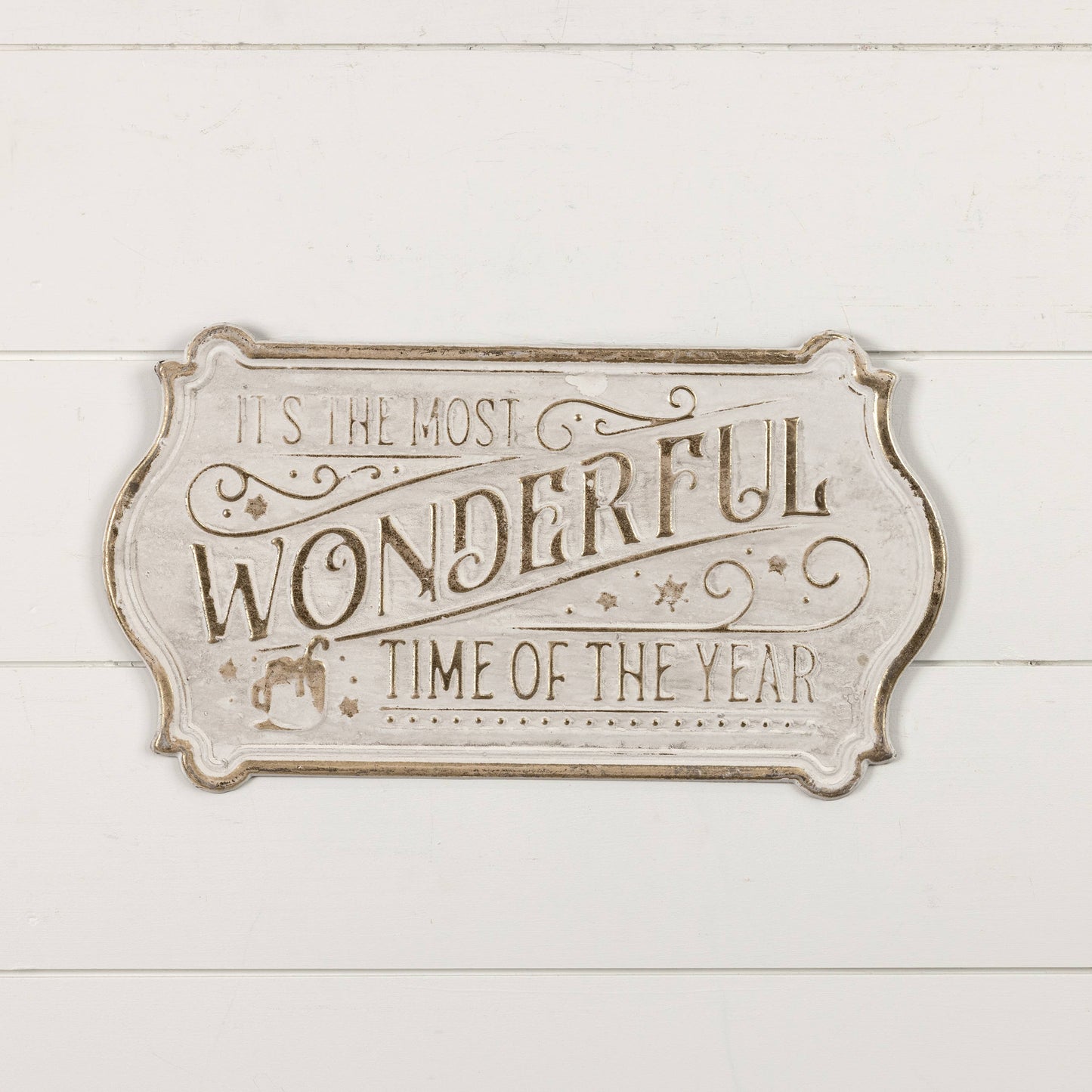 Gold and White Most Wonderful Time of the Year Sign