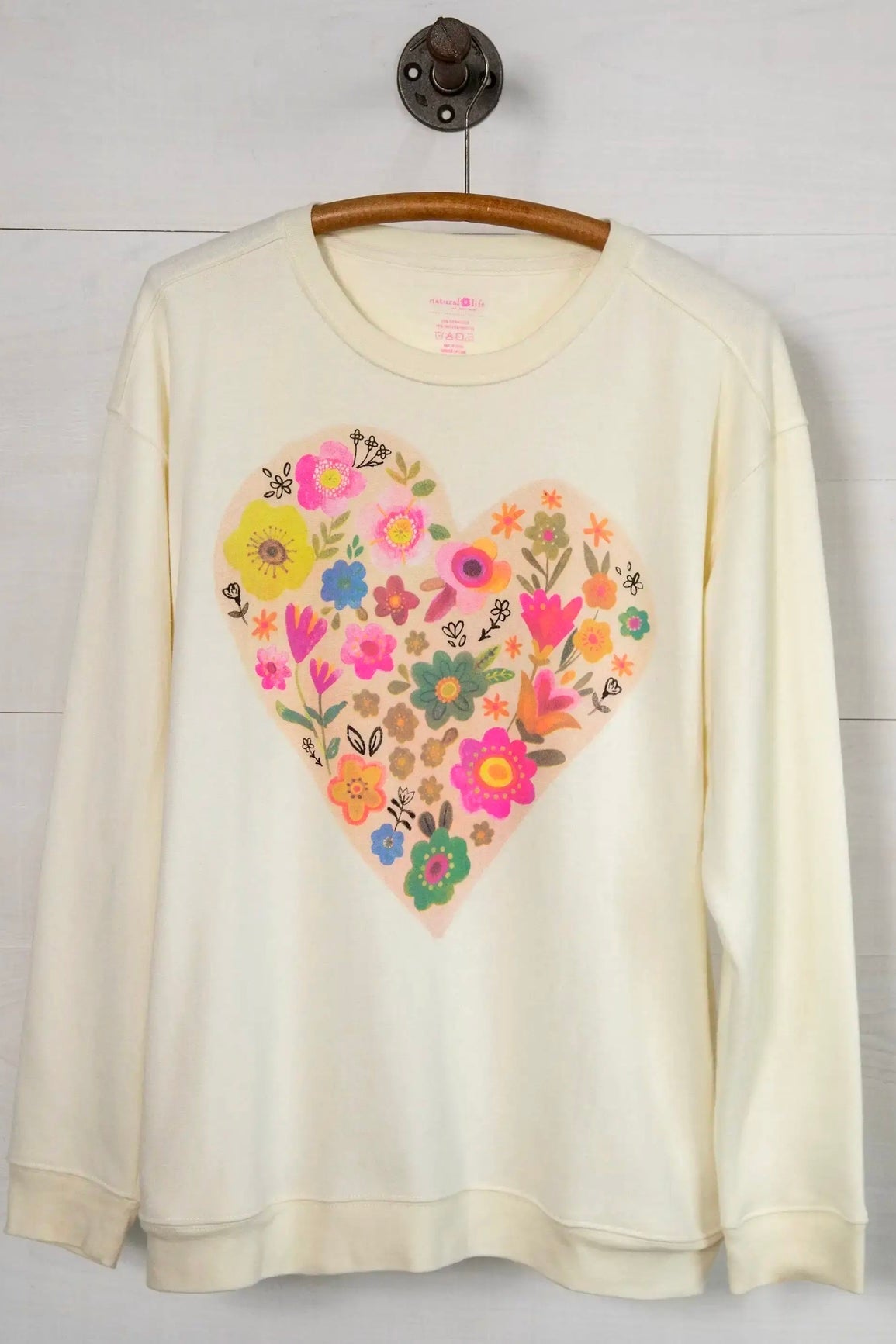 Natural Life Comfy Pocket Sweatshirt- Floral Heart