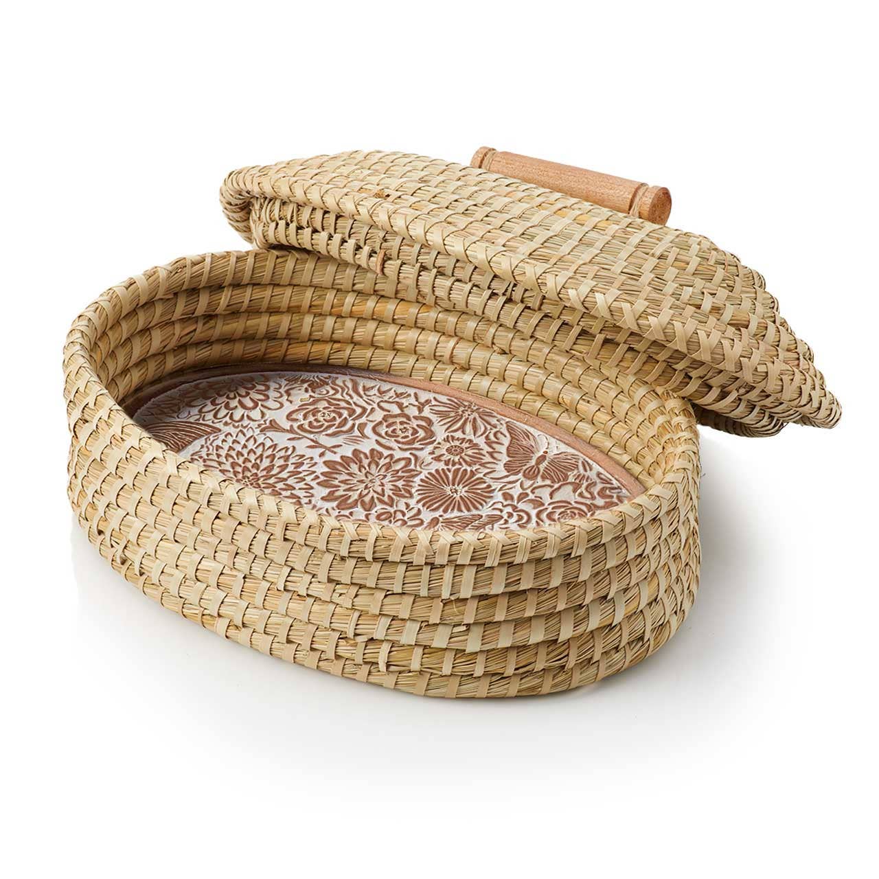 Butterfly Garden Handmade Breadwarmer Basket with Lid