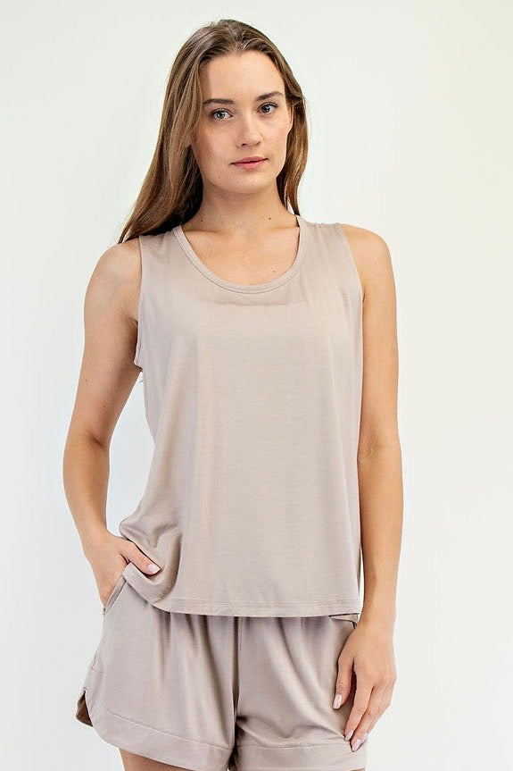 Latte Viscose Modal Sleeveless Tank