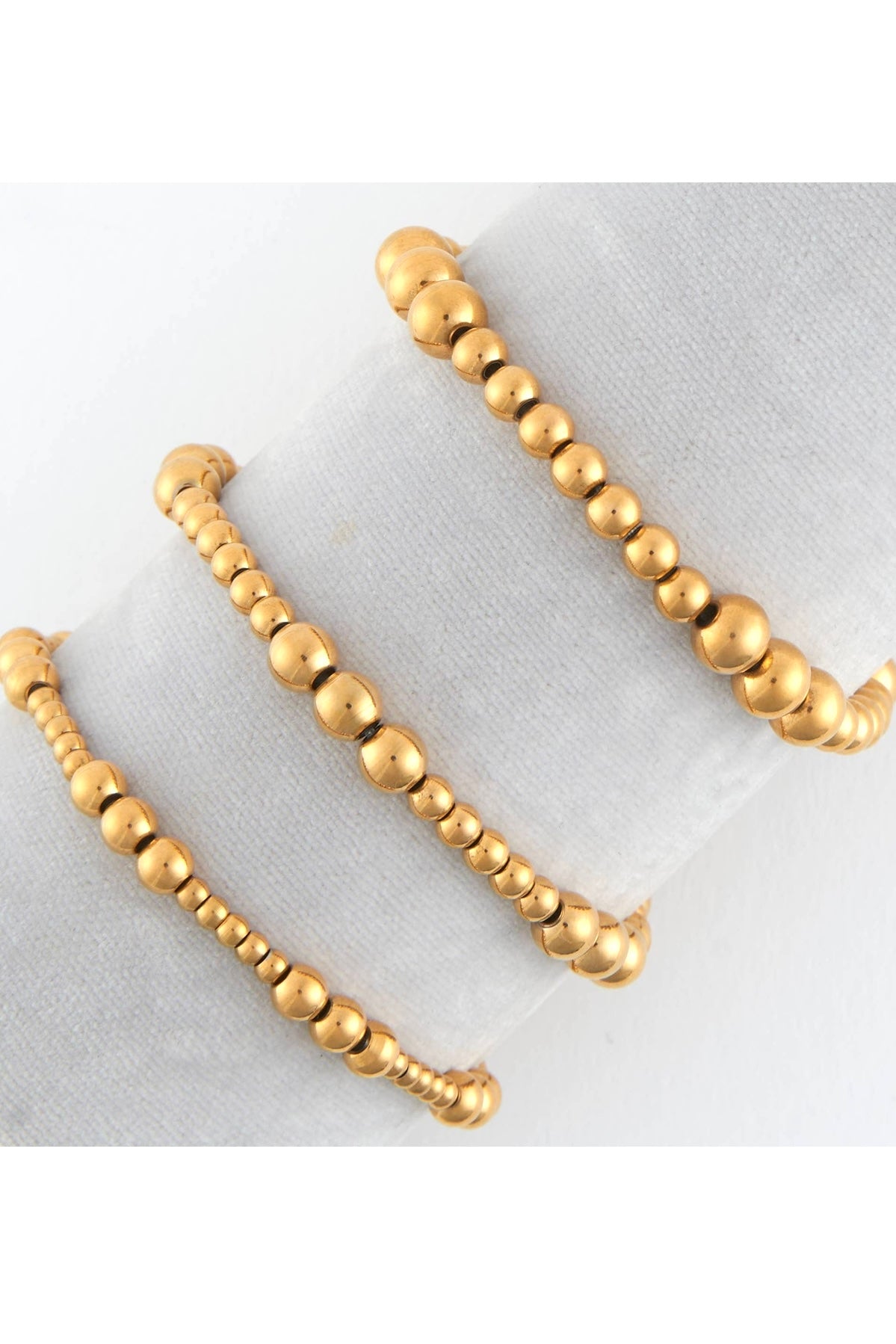 Narelle Waterproof Stretch Graduated Ball Bracelet Set of Three in Gold