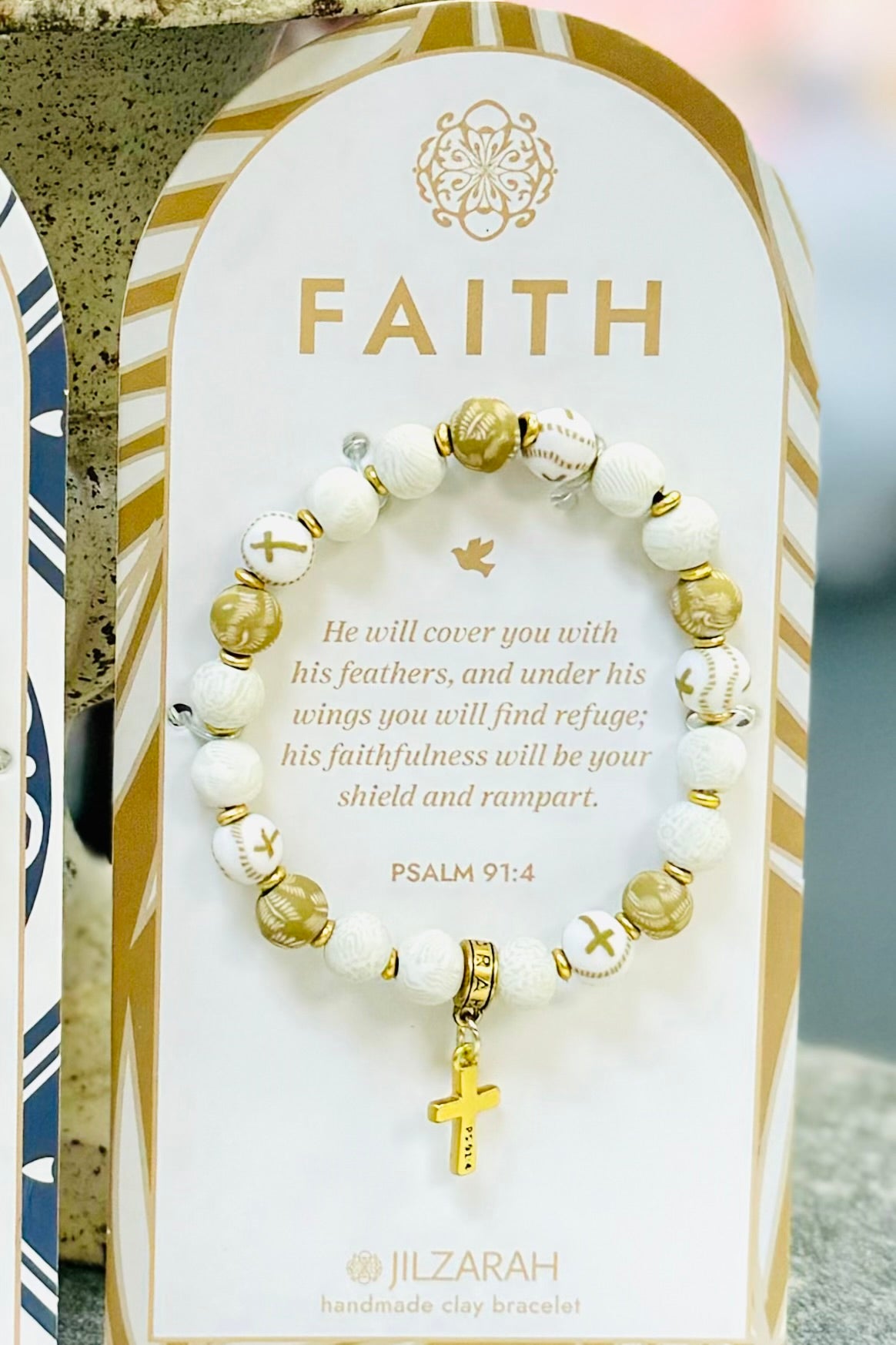 Faith Clay Beaded Bracelet with Cross Charm by Jilzarah