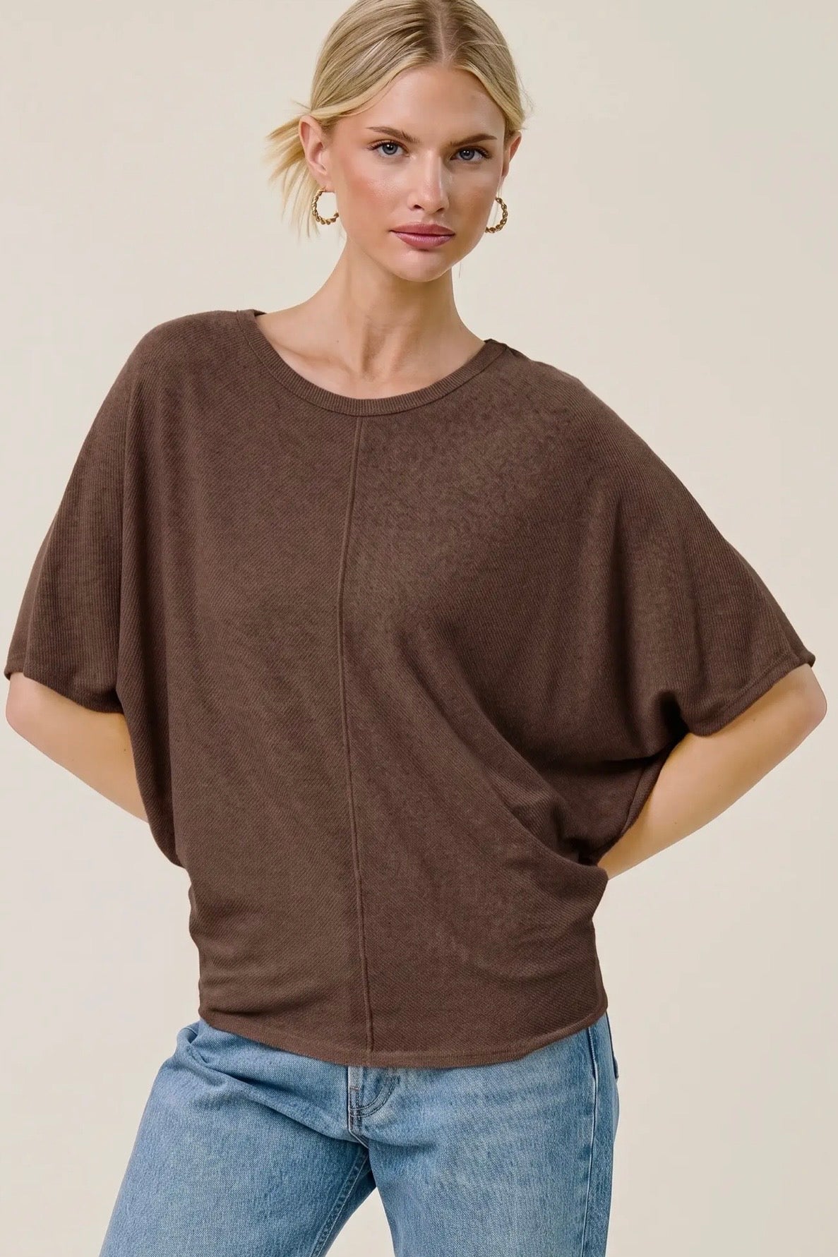Charlotte Avery Brown Centerline Dolman Top