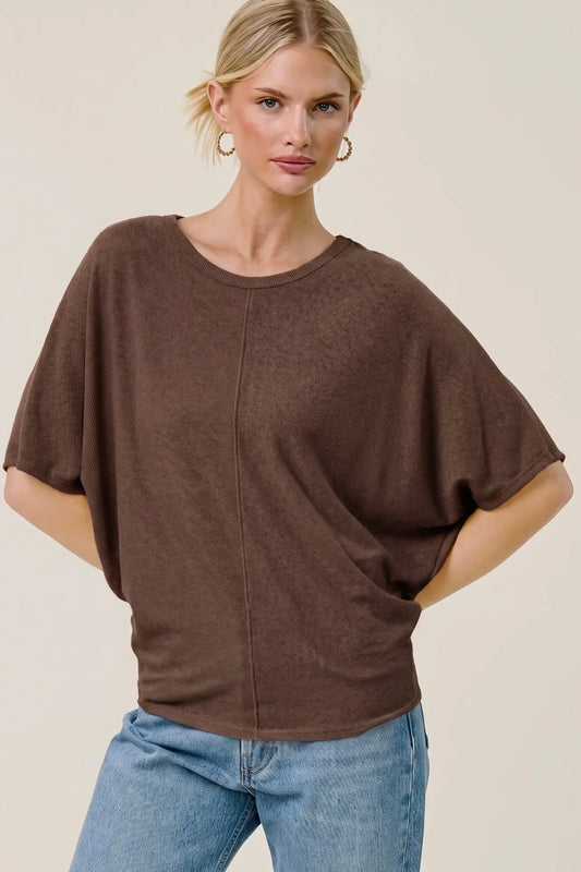 Charlotte Avery Brown Centerline Dolman Top