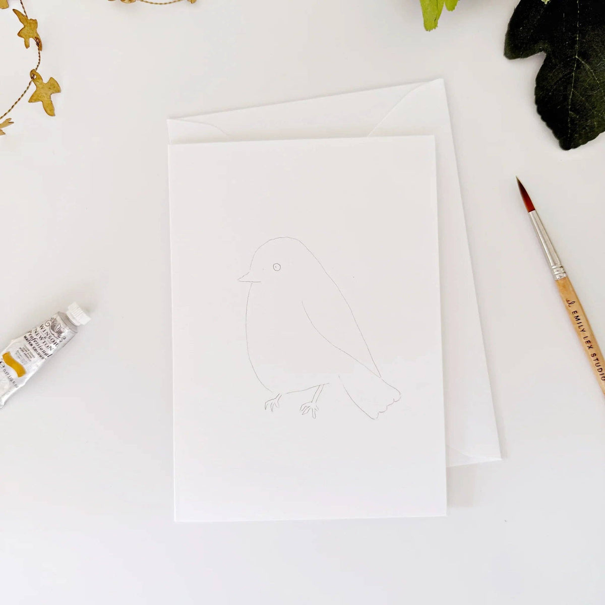 Birds Paintable Watercolor Notecard Set of 8- Emily Lex Studio