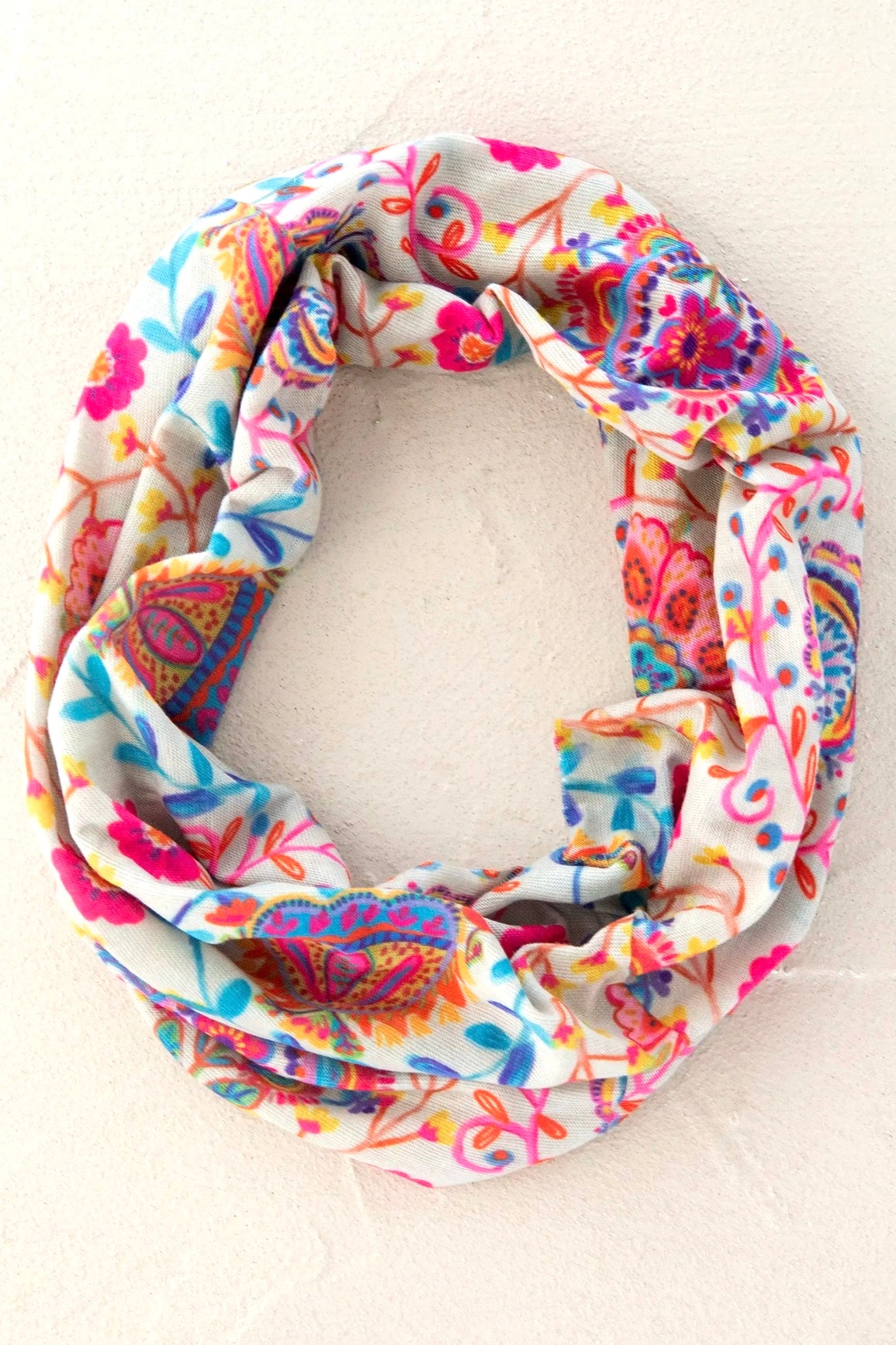 Natural Life Half Boho Bandeau Headband- Pink Folk Floral