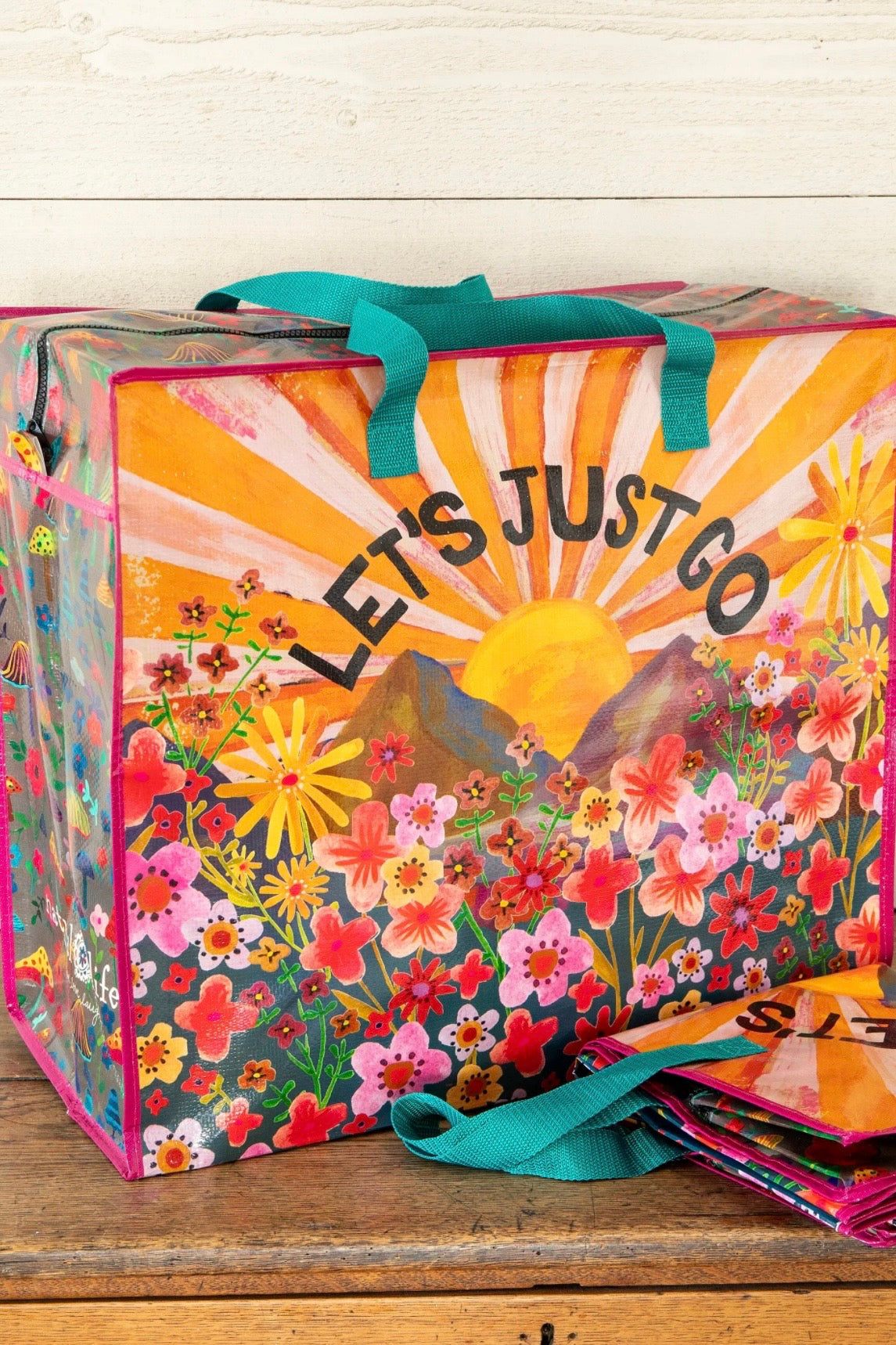 Natural Life Pack-it-All Zippered Tote Bag- Let’s Just Go