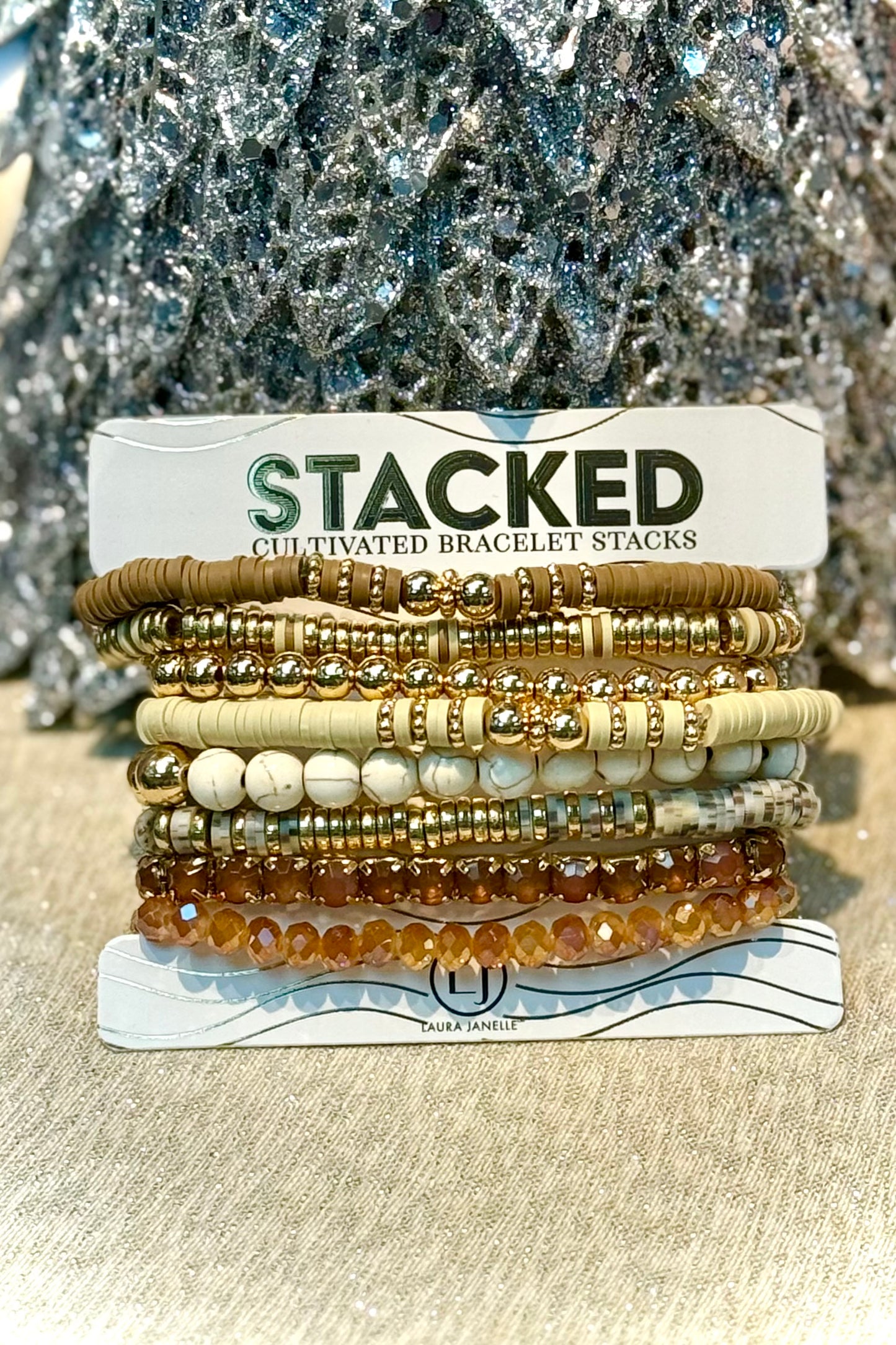 STACKED Cultivated Bracelet Stacks in Brown and Gold