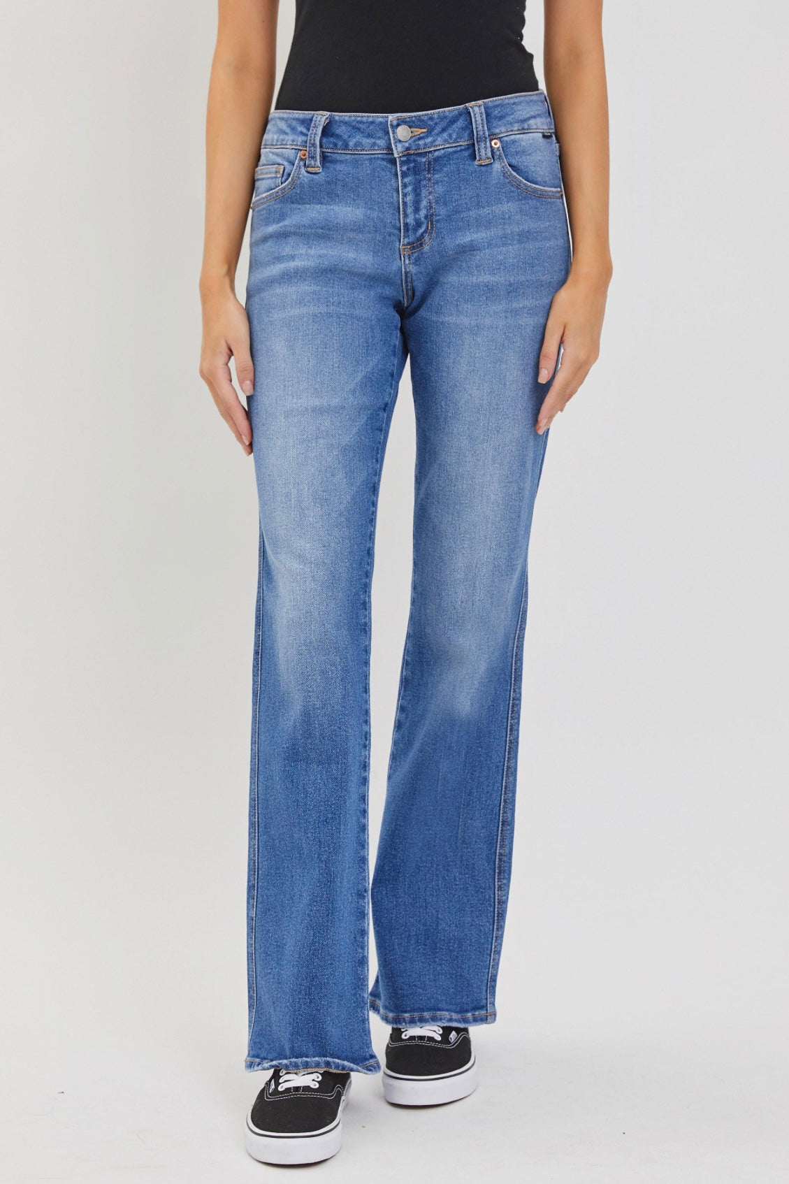 Cello AM39067M Low Rise Bootcut Jeans with Button Flap Back Pockets