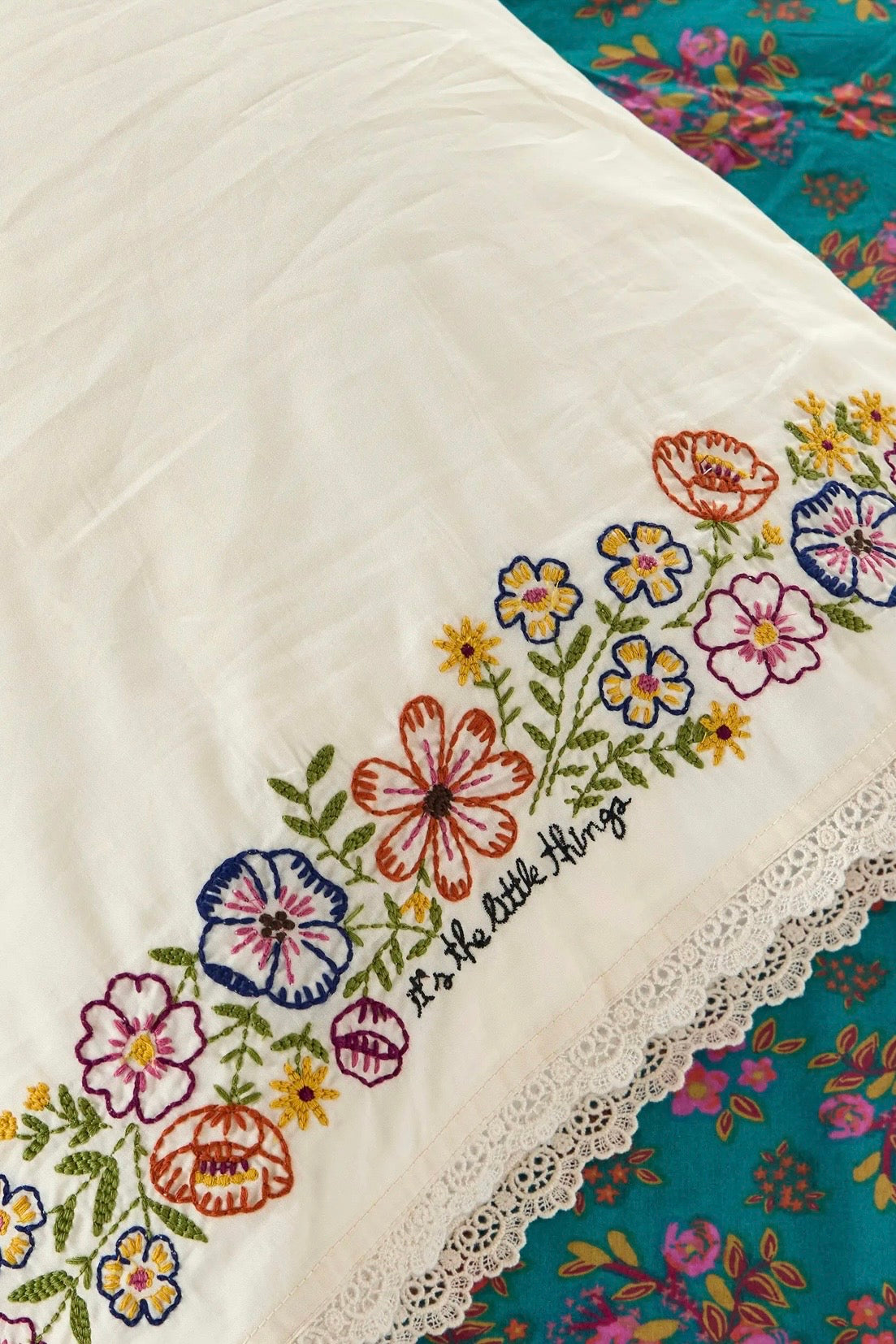 Natural Life Embroidered Cotton Giving Pillowcase- It's The Little Things