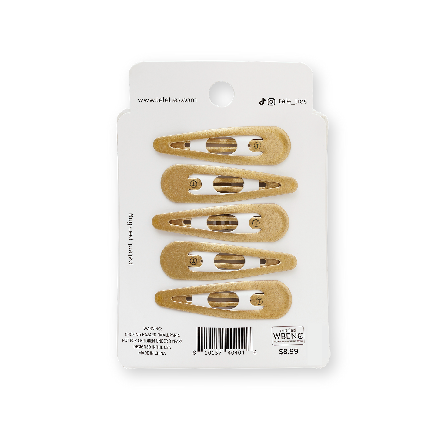 Teleties Snap Clip | Gold | 6 Count