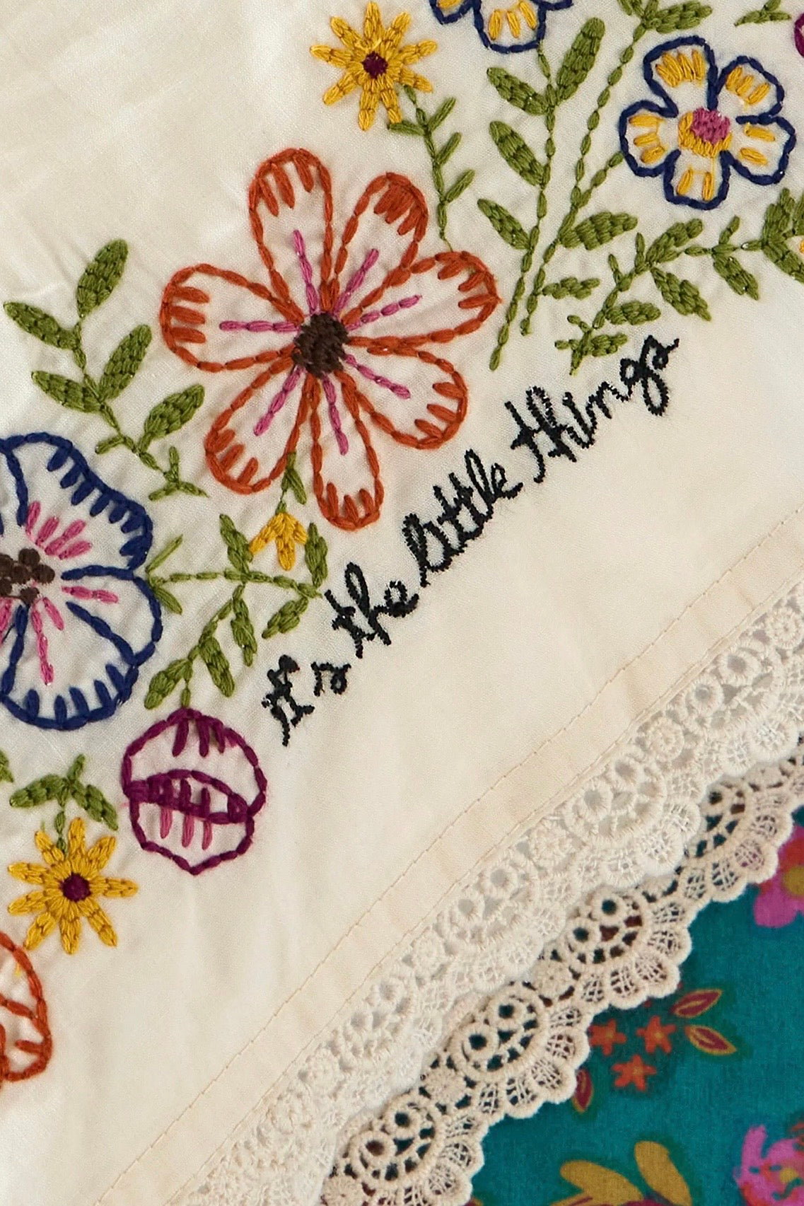 Natural Life Embroidered Cotton Giving Pillowcase- It's The Little Things