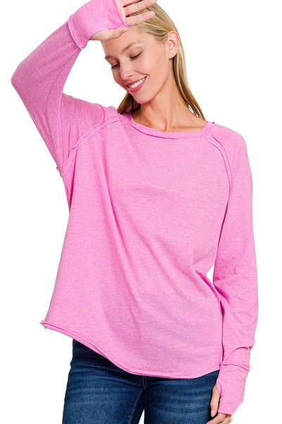 Mauve Raglan Long Sleeve Thumbhole Top