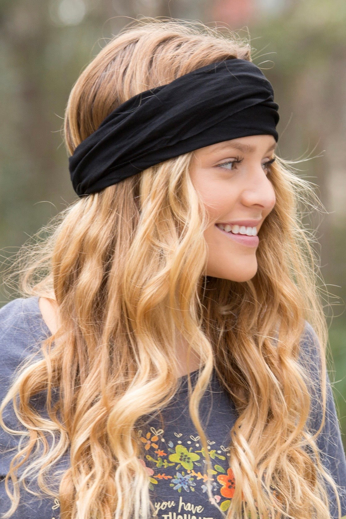 Natural Life Boho Bandeau Headband in Black