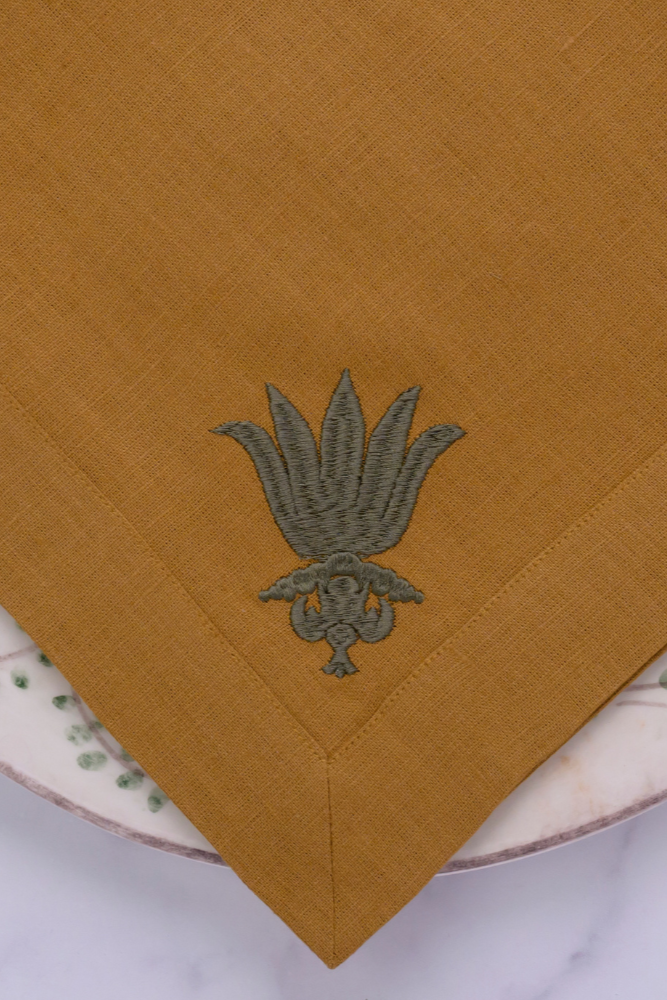 Arte Italica Villa Floret Large Linen Napkin- Camel