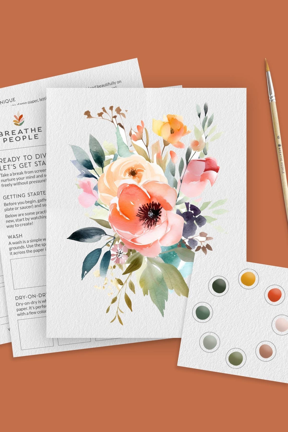Breathe People Brilliant Bouquet All-In-One Beginner Watercolor Paint Set