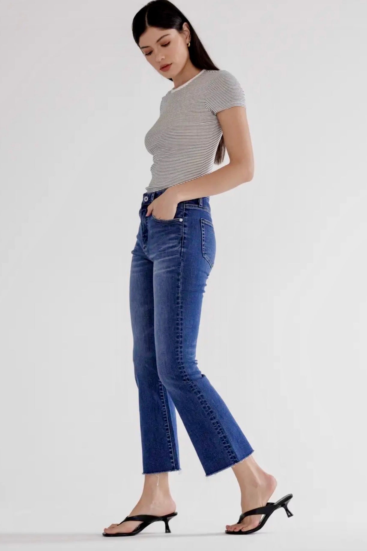 Mica Denim High-Rise Crop Bootcut Tummy Tuck Jean- 27" Inseam