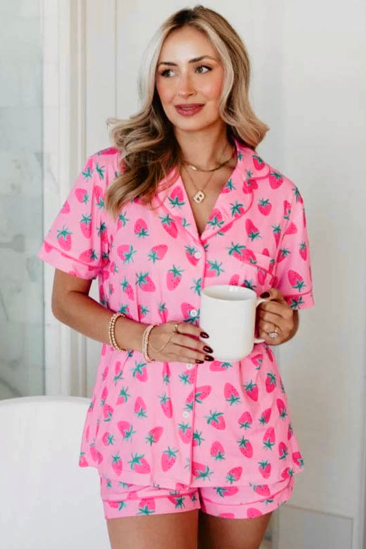Katydid Pink Strawberries 2 pc Lounge Set