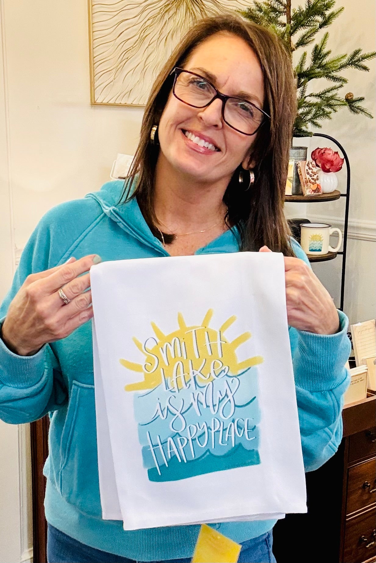 Smith Lake is My Happy Place Tea Towel