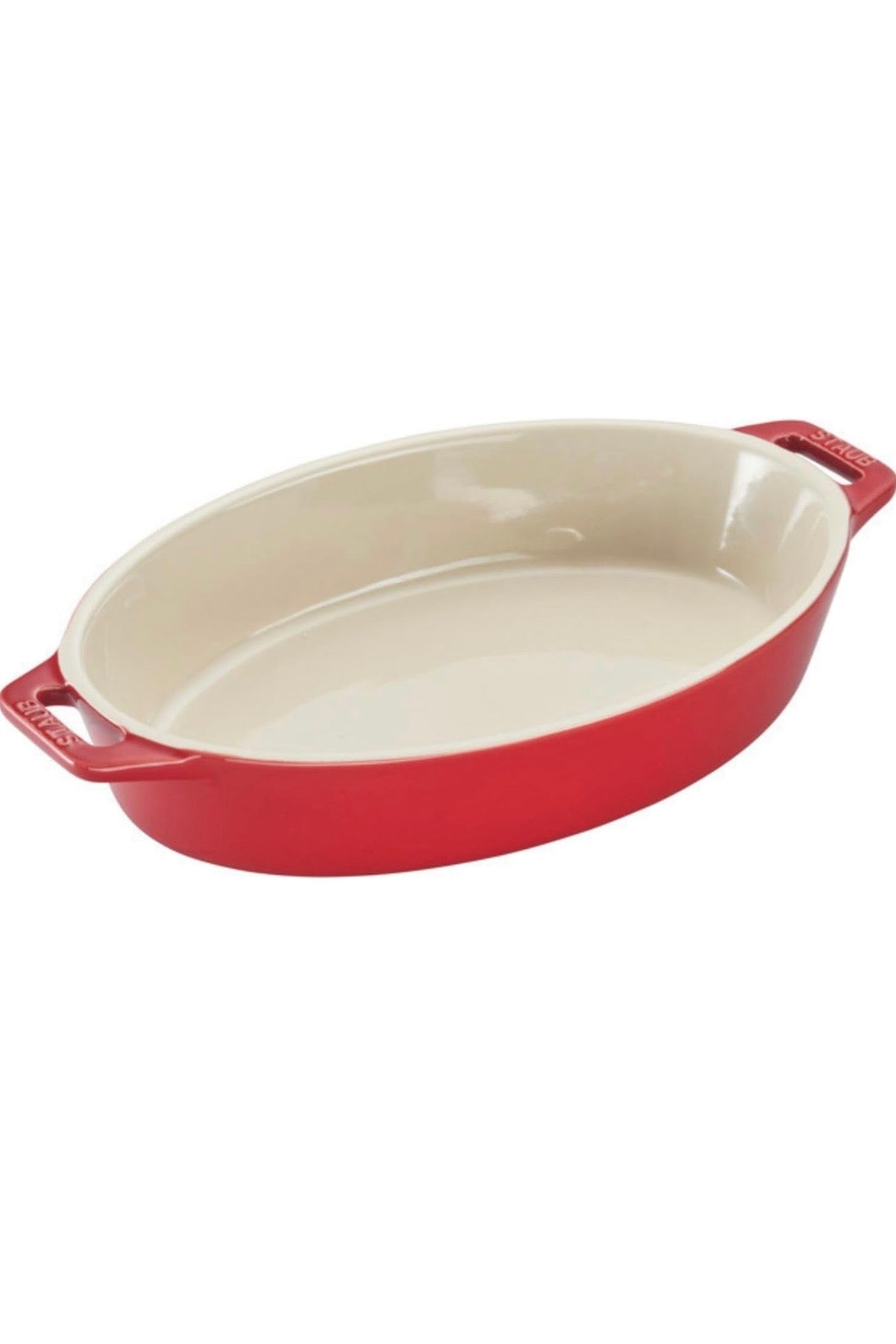 Staub Stoneware 9-inch Oval Baking Dish, Cherry Red