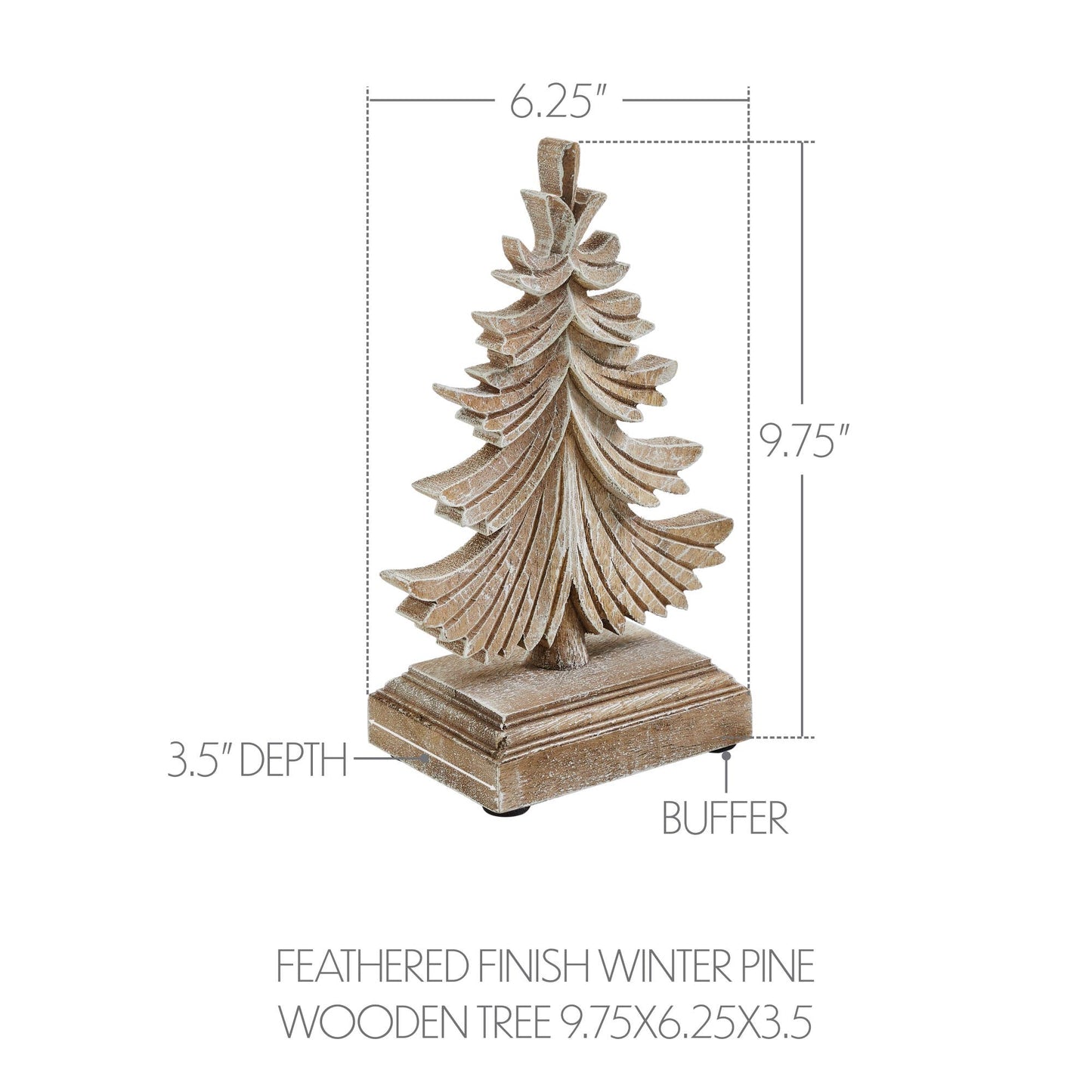 Feathered Finish Winter Pine Wooden Tree