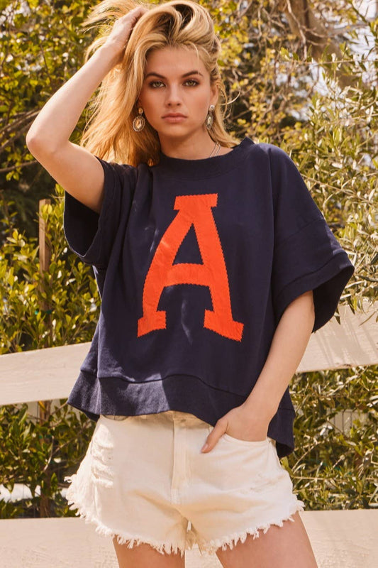 Oddi Navy and Orange Oversized Auburn Game Day Sweatshirt
