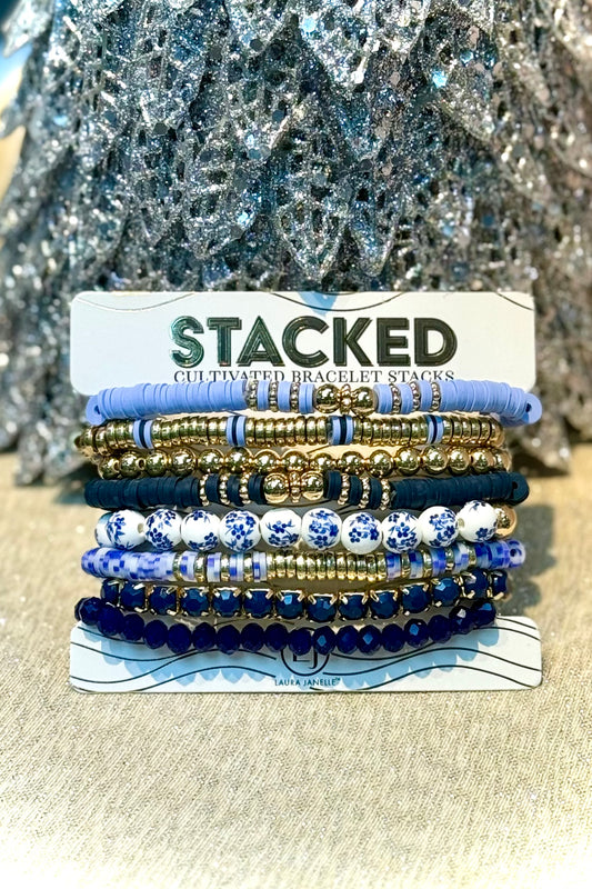 STACKED Cultivated Bracelet Stacks in Navy Blue and Gold