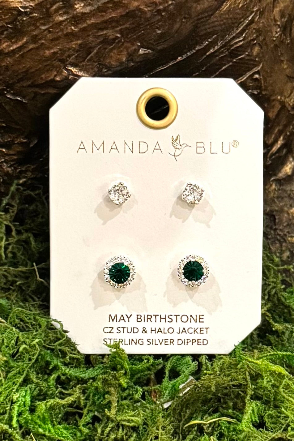 Birthstone Earrings with CZ Halo Jacket (Choose your Birth Month)