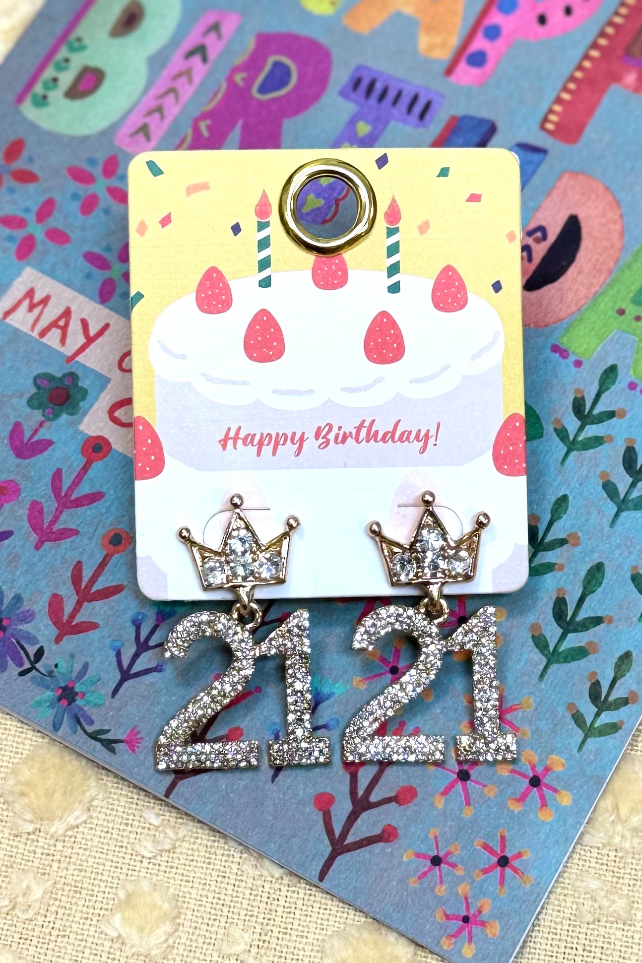 Birthday Girl Bling Dangle Earrings- Choose 21, 30, 40, 50, or 60