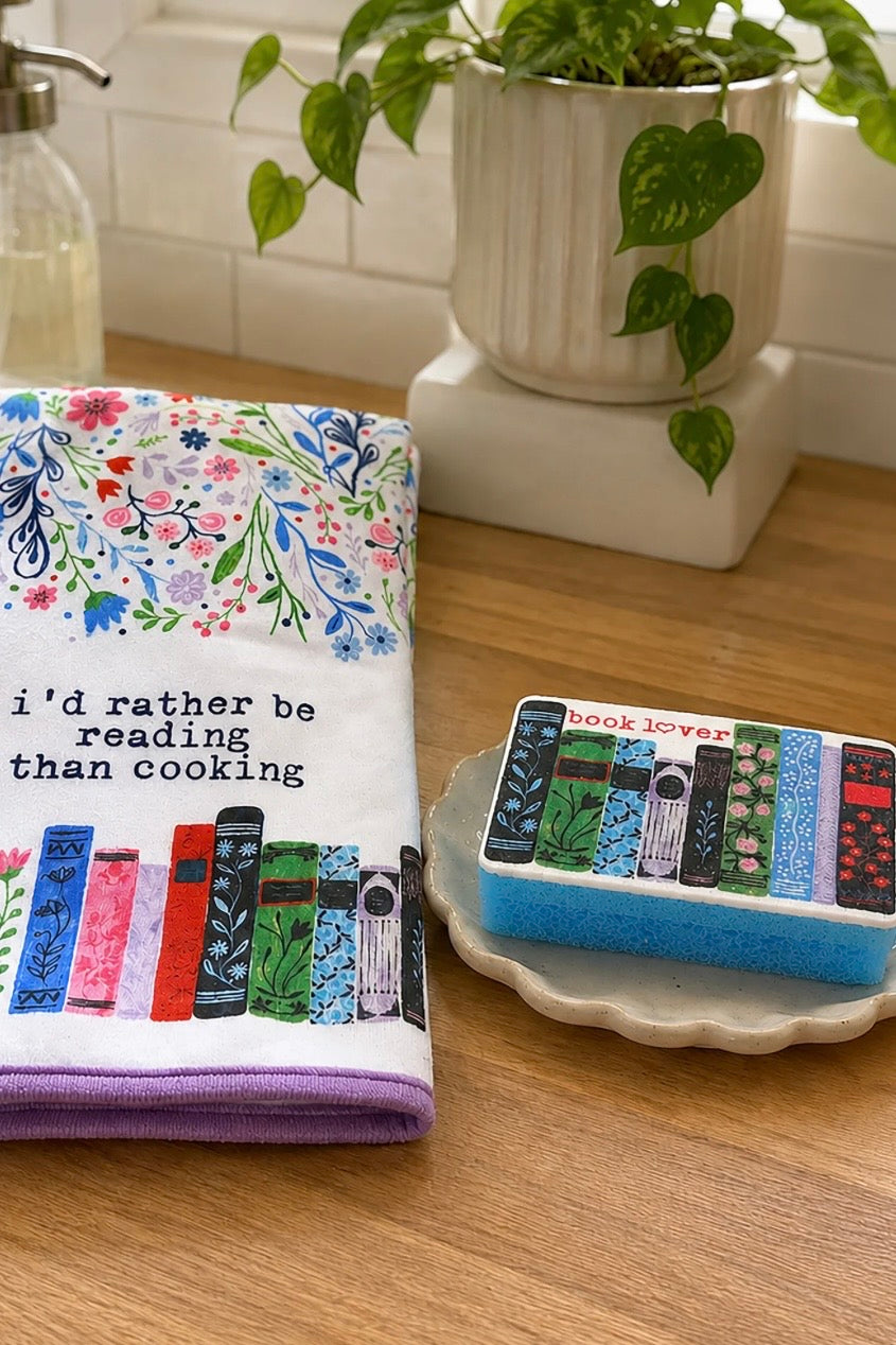 Rather Be Reading Tea Towel & Sponge Gift Set