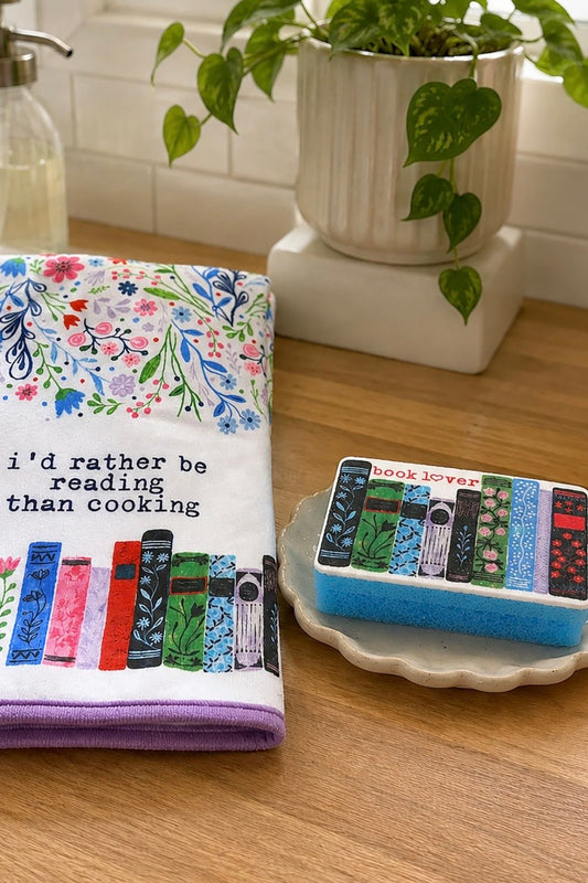 Rather Be Reading Tea Towel & Sponge Gift Set
