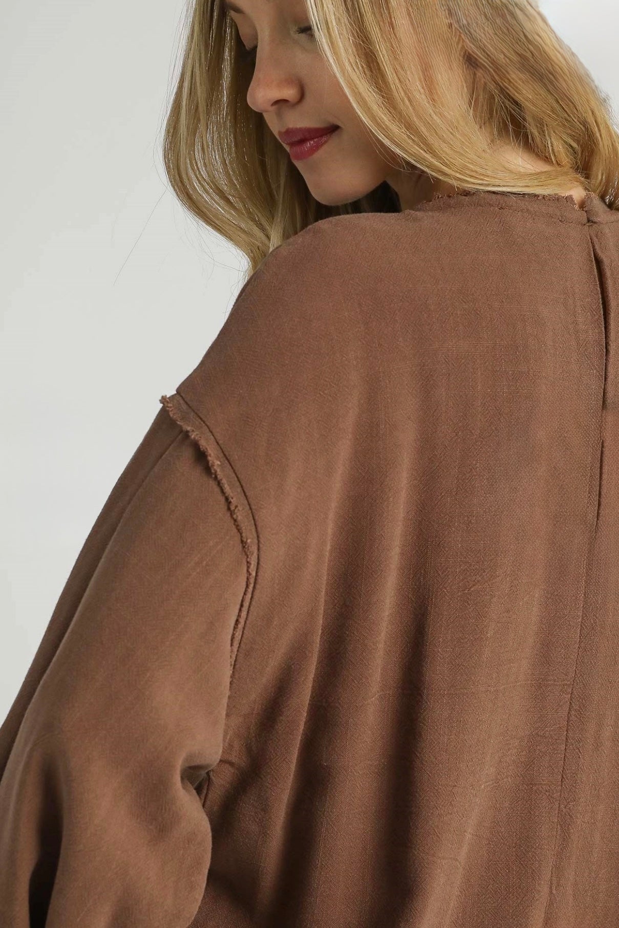 Umgee Mocha Brown Linen Top