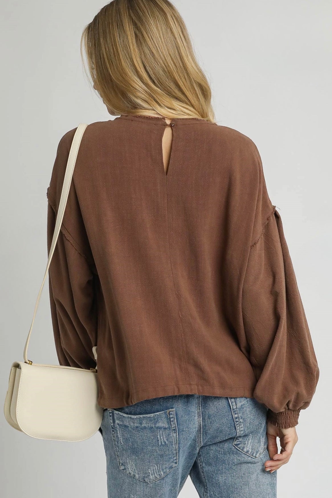 Umgee Mocha Brown Linen Top