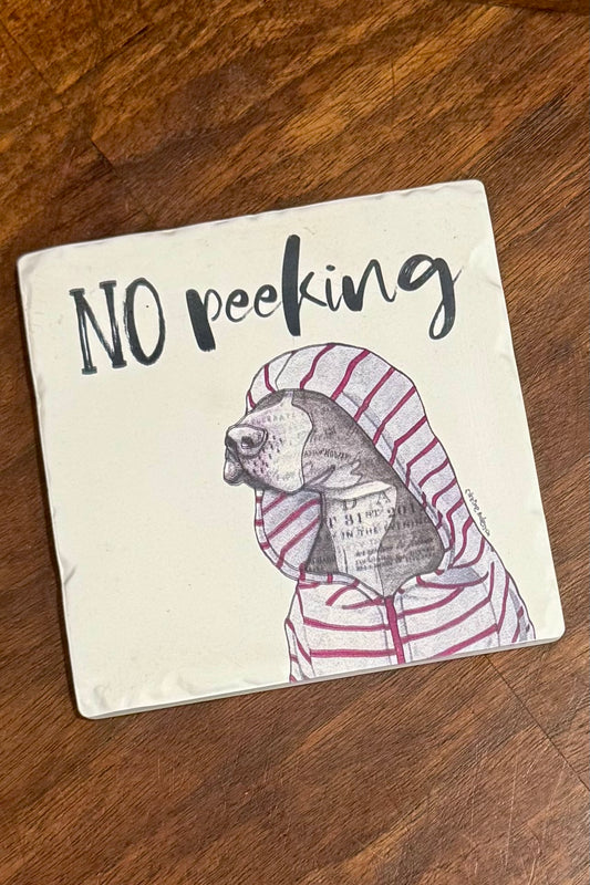 No Peeking Limestone Drink Coaster by Tipsy Coasters