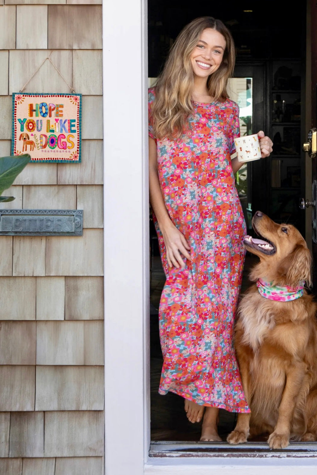 Natural Life Cream Wooden Porch Sign- Hope You Like Dogs