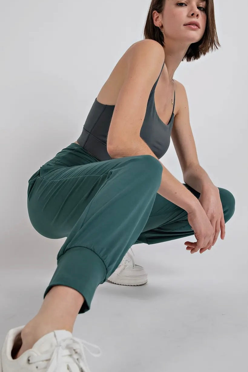 Everglade Green Butter Soft High Waist Jogger Pants with Pockets