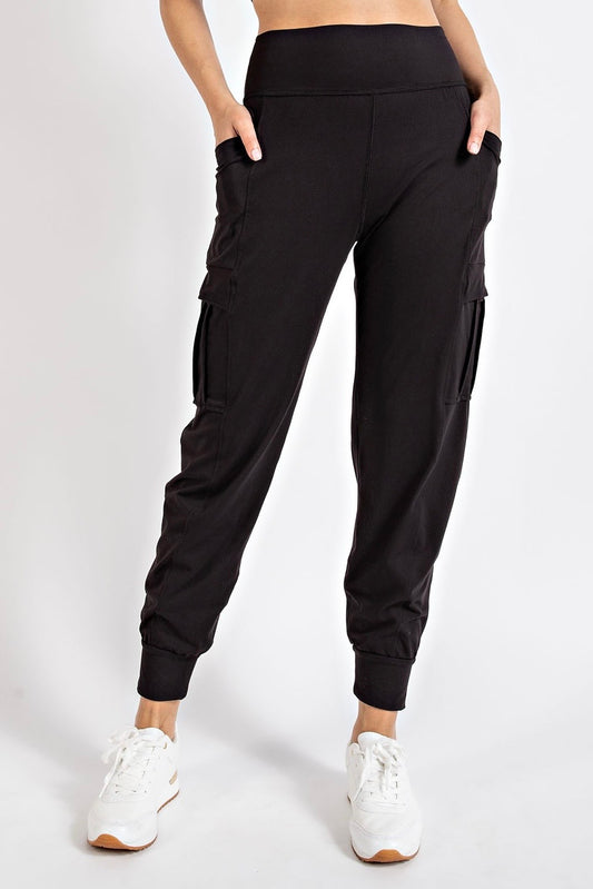 Rae Mode Black Butter Soft High Waist Cargo Joggers