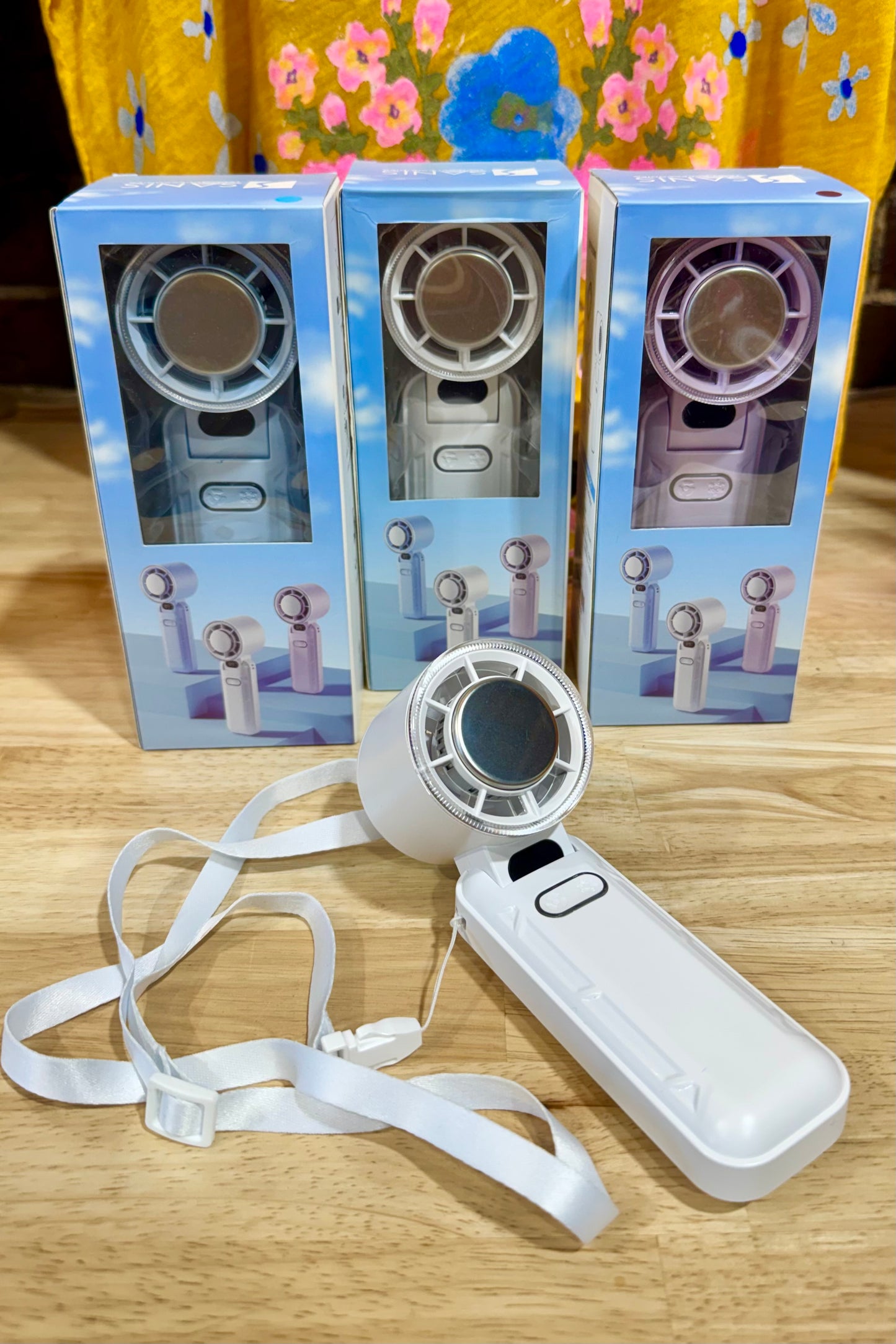 Sanis High Flow Rechargeable Handheld Fan with Cool Touch Center- 3600mAh
