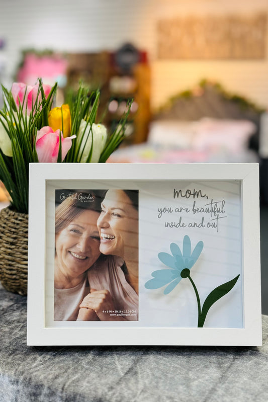 Mom Beautiful Inside and Out Horizontal Picture Frame (holds 4x6 photo)