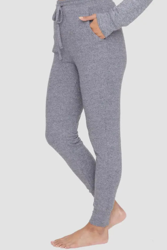 Grey Brushed Hacci Jogger Pants